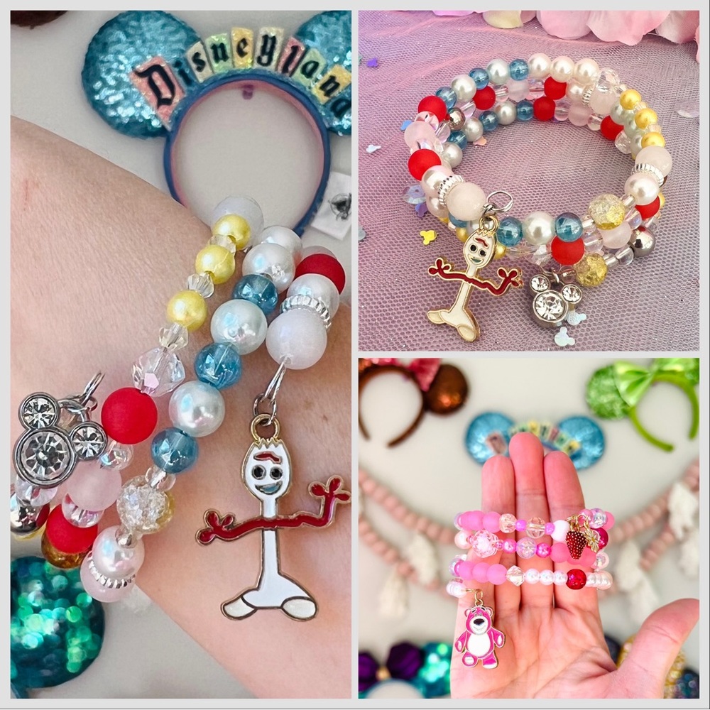 🩵🤍✨ Forky Pixar Toy Story Disney bracelet wrapped beaded handmade bracelet